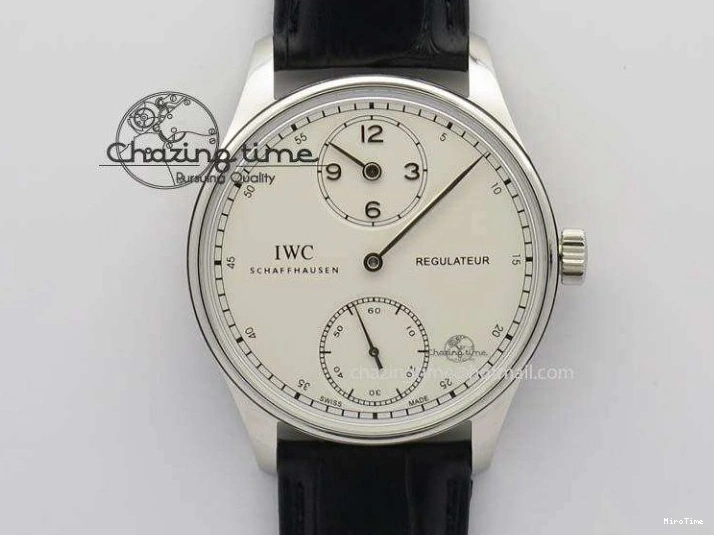 MIROTIME 1230 Effortless Portuguese IW544404 SS White Dial On Black Leather Strap A 7257
